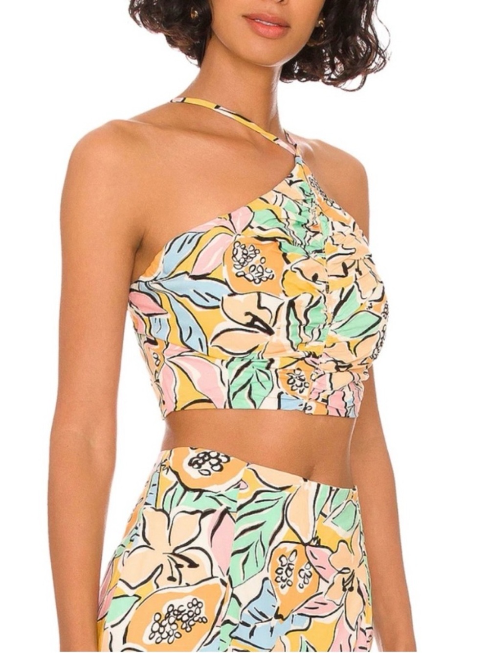 ASTR The label Covina in tropical papaya  One-shoulder crop pastel yellow size M - Picture 3 of 14